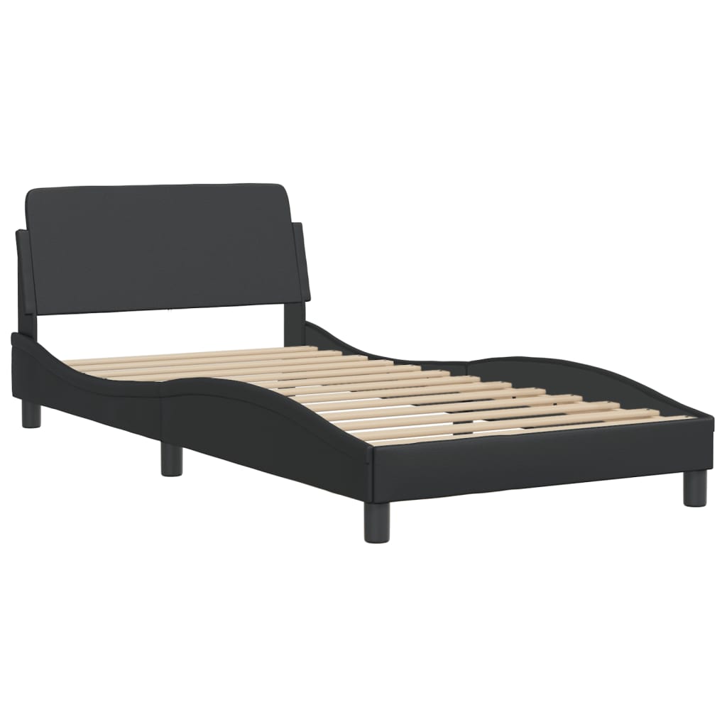 Image of vidaXL Bed Frame with Headboard Black 100x190 cm Faux Leather