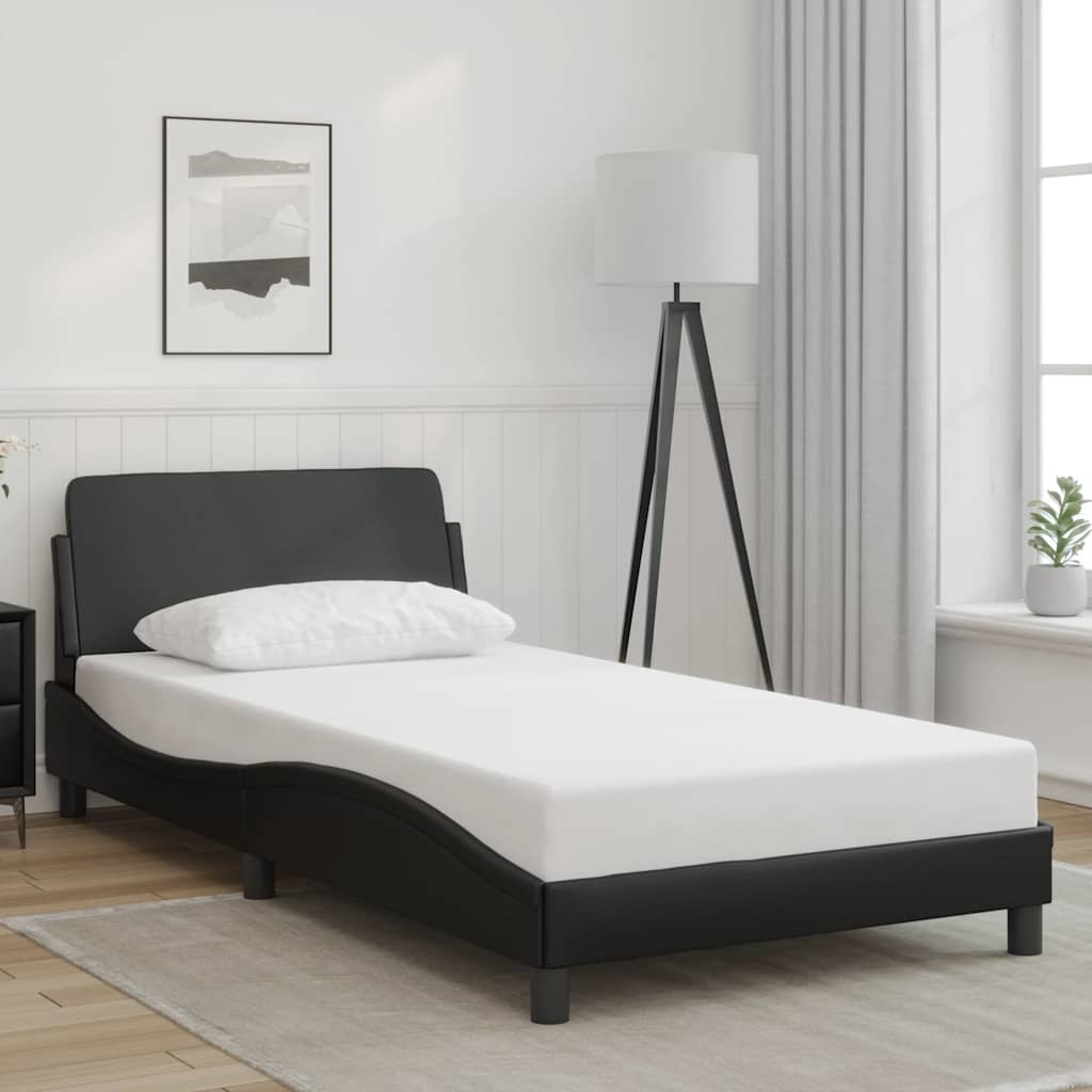 vidaXL Cadru de pat, Dover, negru, 100x190cm, piele ecologică
