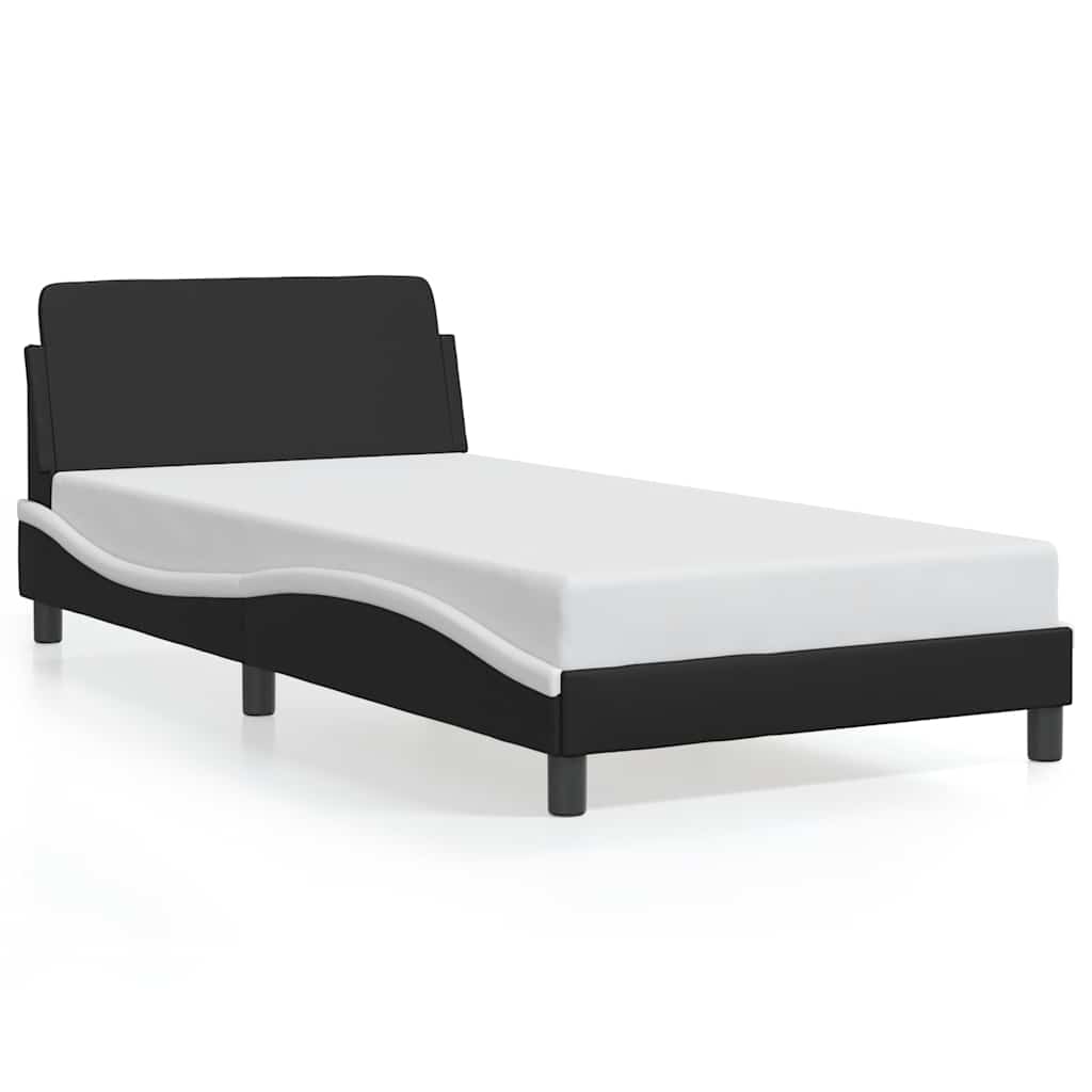 vidaXL Rám postele Dover černý a bílý 100x190 cm umělá kůže