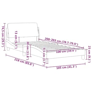 Rám postele Dover tmavě šedý 100 x 203 cm textil - obrázek 9