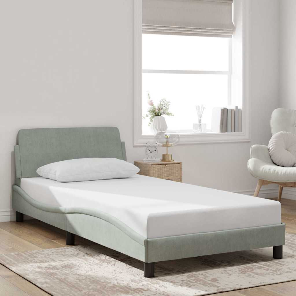 Bed Frame "Dover" Light Grey 100x203 cm Velvet