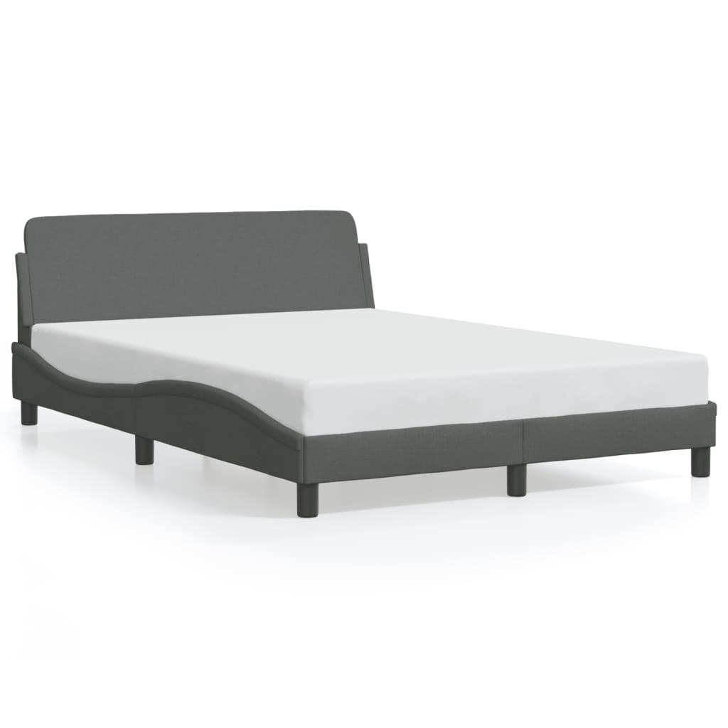 vidaXL Bed Frame without Mattress Dark Gray 53.9"x74.8" Fabric