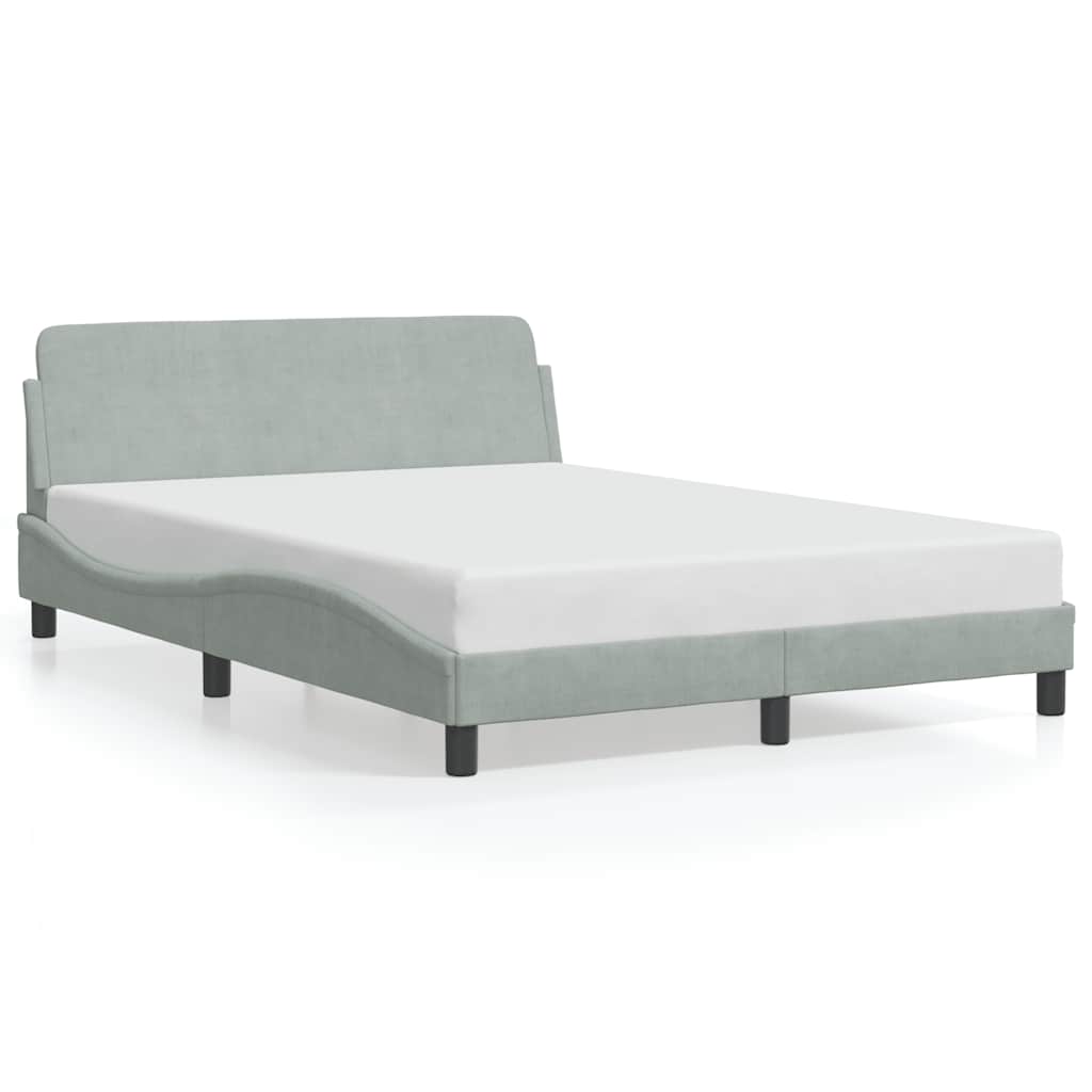 Posteljni okvir Dover svetlo siv 137x190 cm žamet