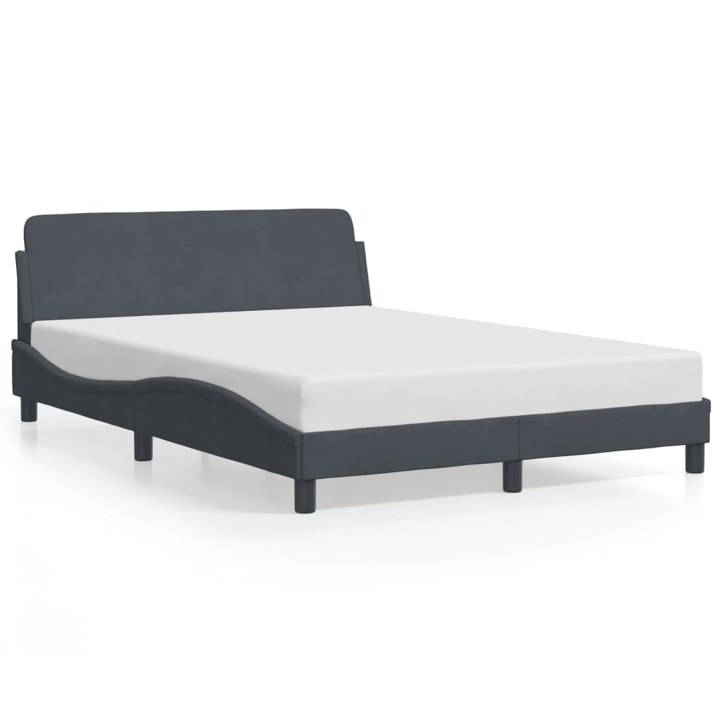 vidaXL Bed Frame without Mattress Dark Gray 53.9"x74.8" Velvet