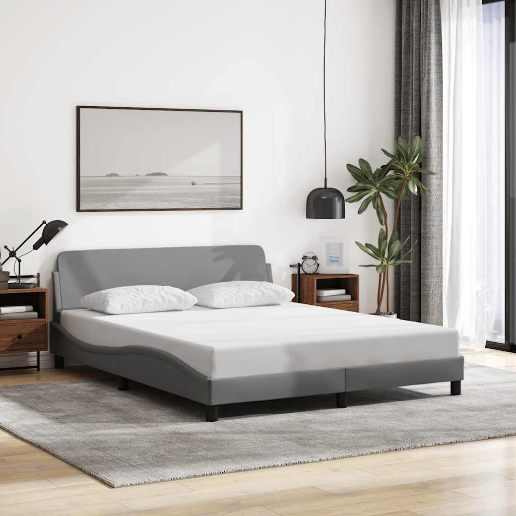 vidaXL Cadru de pat, Dover, gri deschis, 152x203 cm, textil