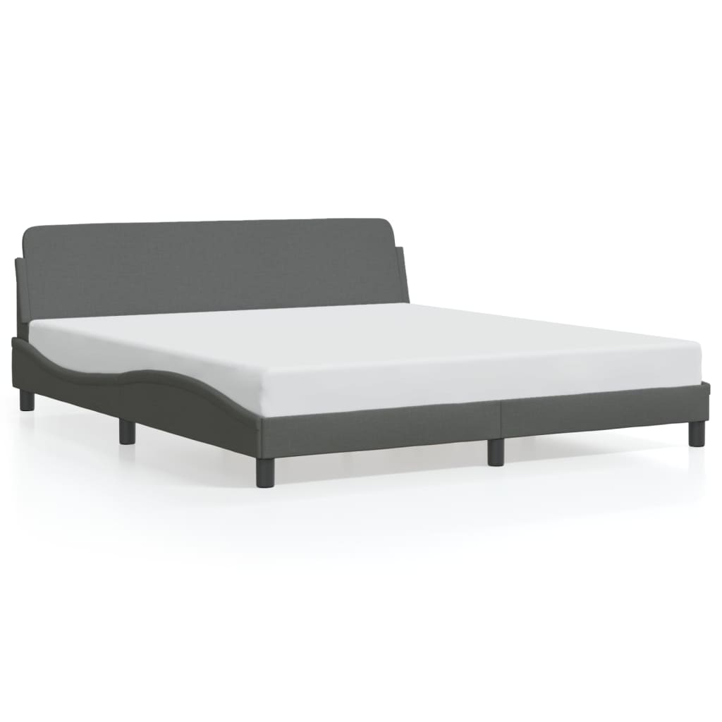 vidaXL Bed Frame without Mattress Dark Gray 59.8"x79.9" Fabric