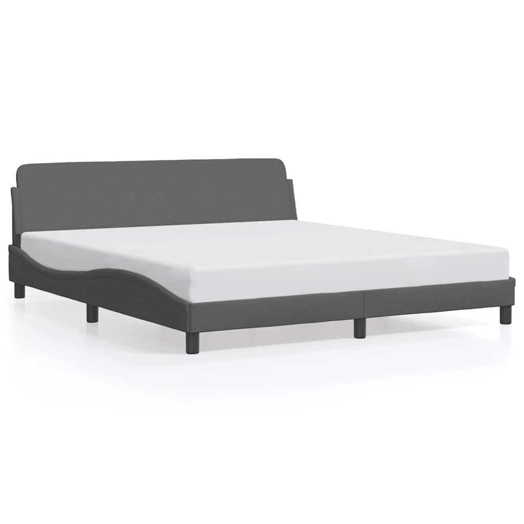 E-shop vidaXL Rám postele Dover tmavosivý 152x203 cm látka