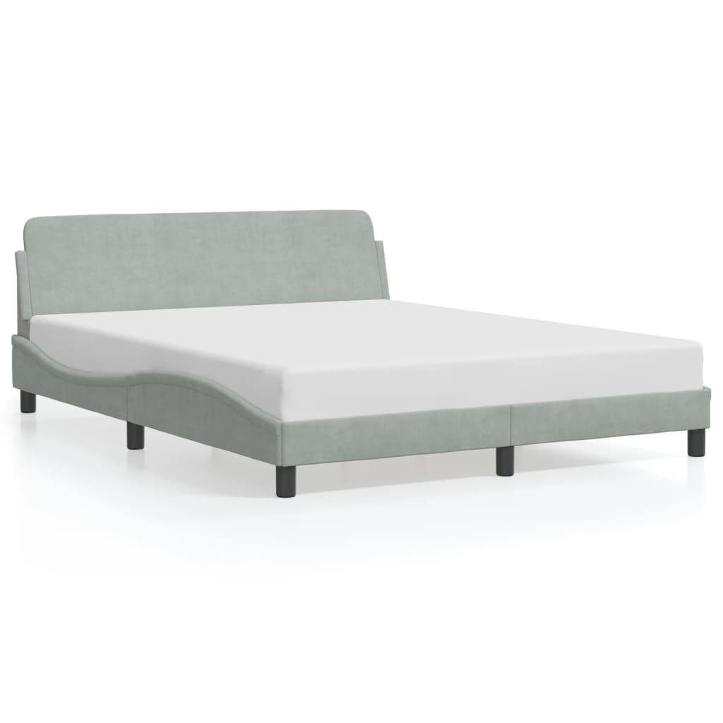 VidaXL Cadre De Lit Sans Matelas Gris Clair 152x203 Cm Velours