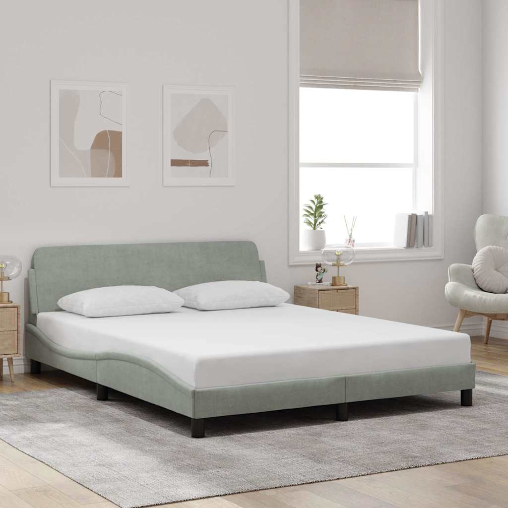 vidaXL Cadru de pat, Dover, gri deschis, 152x203 cm, catifea