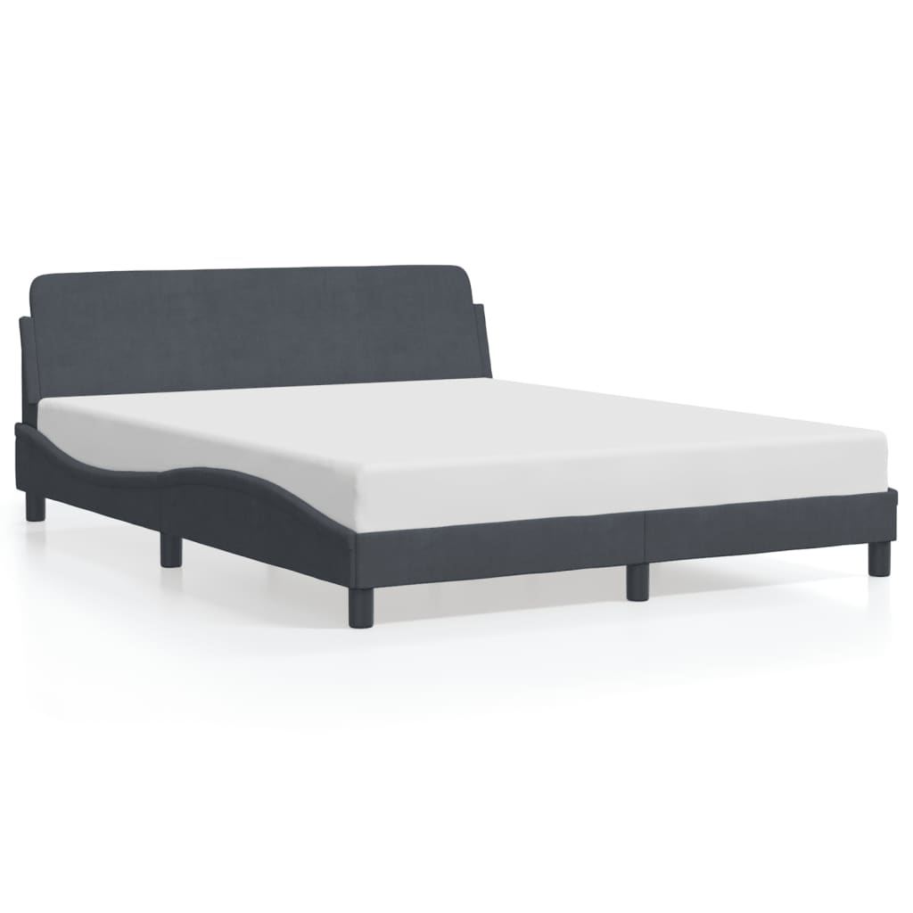 vidaXL Bed Frame without Mattress Dark Gray 59.8"x79.9" Velvet