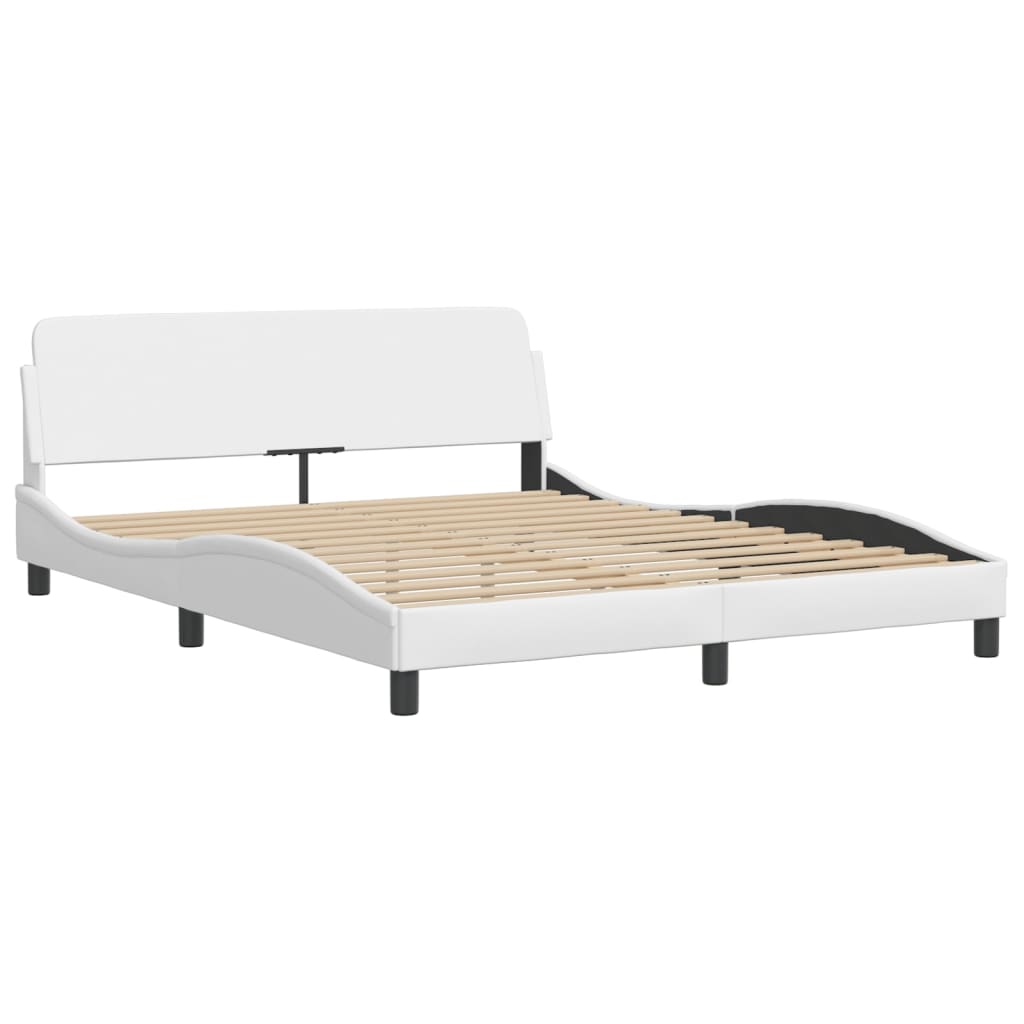 Image of vidaXL Bed Frame with Headboard White 152x203 cm Faux Leather