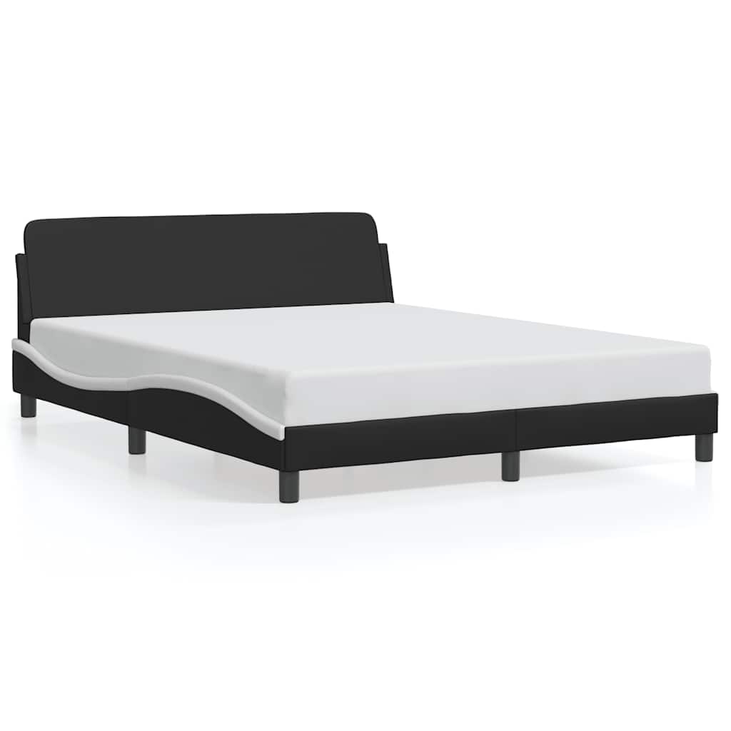 vidaXL Rám postele Dover černý a bílý 152 x 203 cm umělá kůže