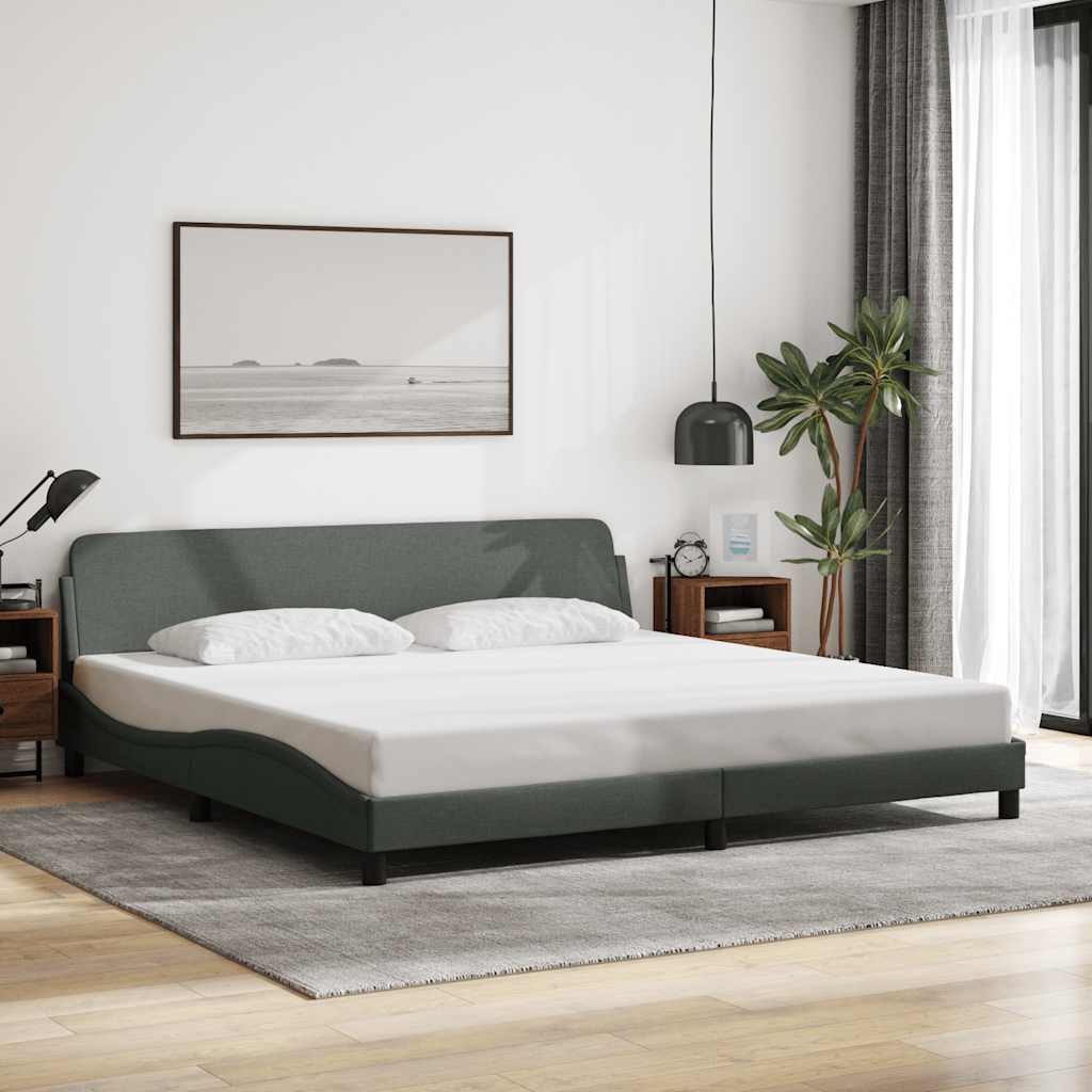 vidaXL Cadru de pat, Dover, gri închis, 193x203 cm, textil