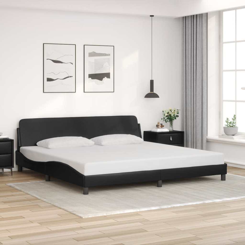 vidaXL Cadru de pat, Dover, negru, 193x203 cm, piele eco