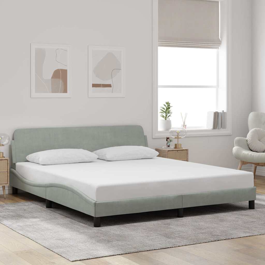 vidaXL Cadru de pat, Dover, gri deschis, 183x213 cm, catifea