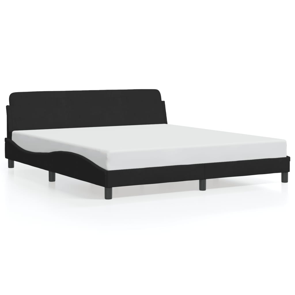 vidaXL Bed Frame without Mattress Black 72"x83.9"Faux Leather