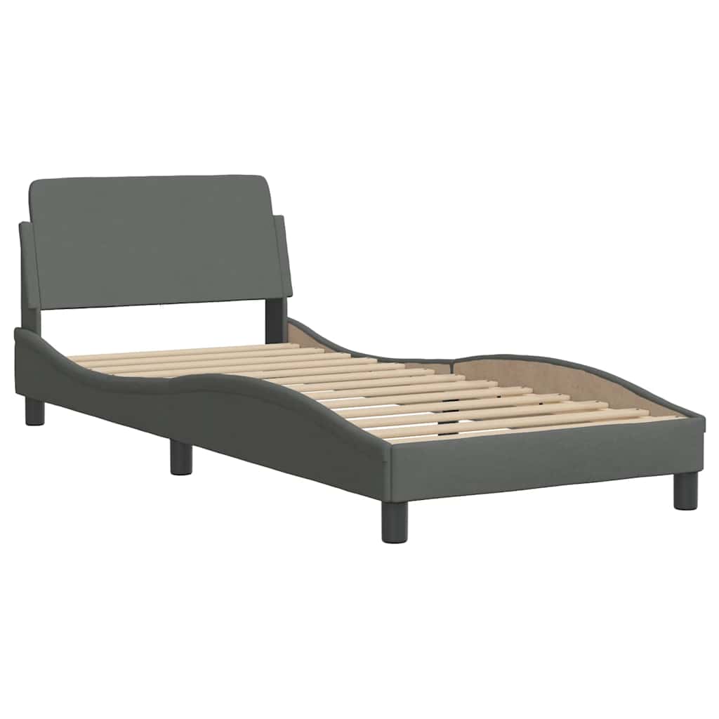 Posteljni okvir Dover temno siv 90x190 cm blago - slika 3