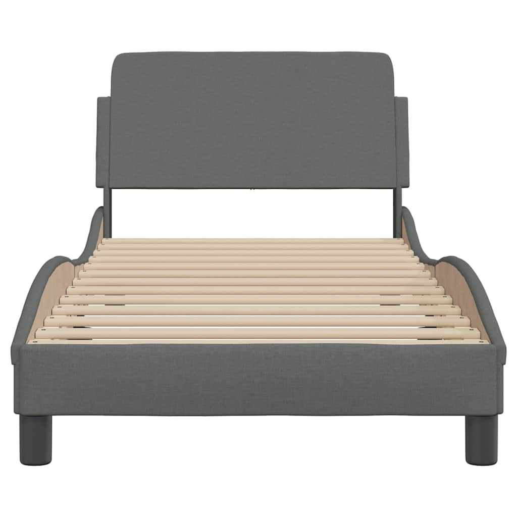 Posteljni okvir Dover temno siv 90x190 cm blago - slika 4