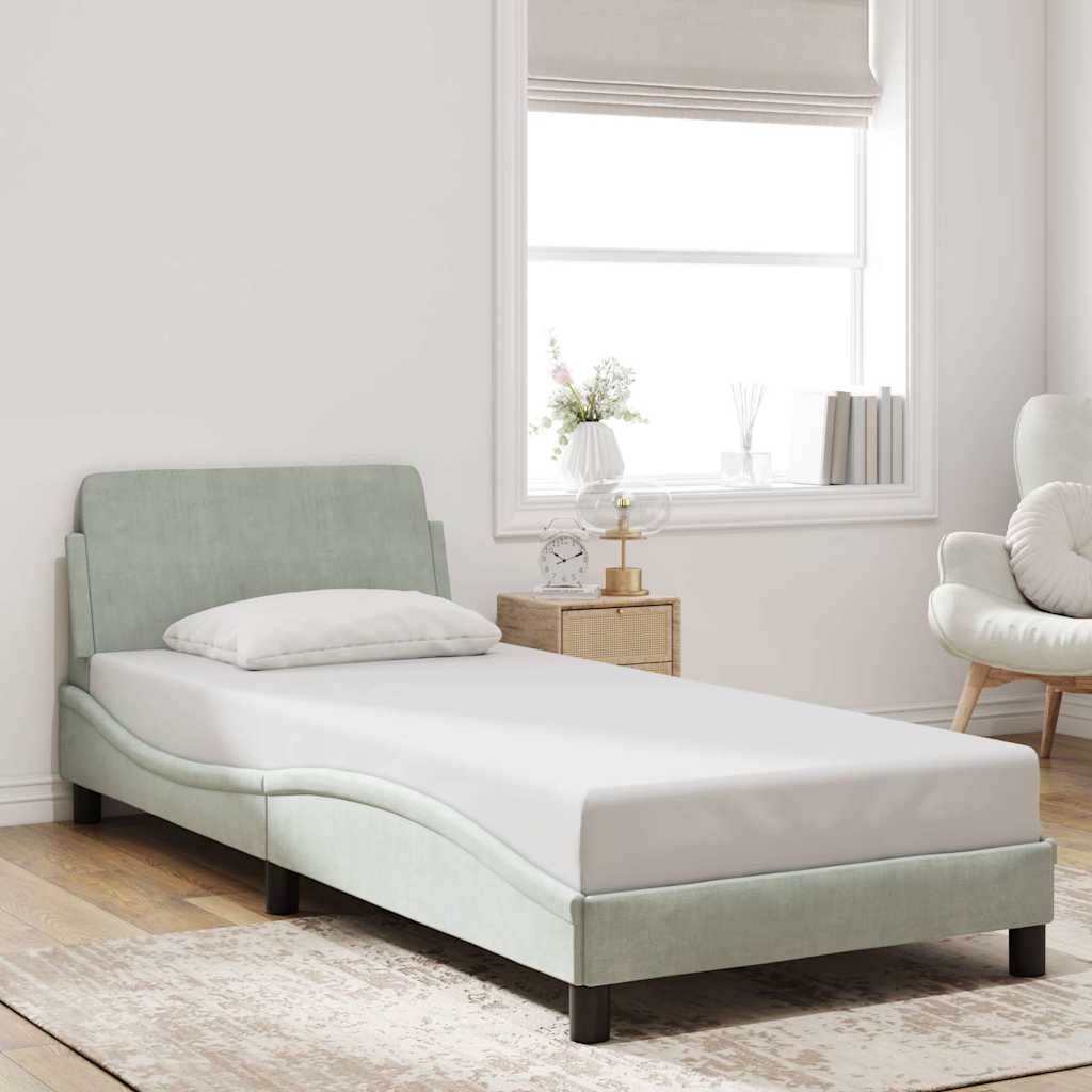 vidaXL Cadru de pat Dover gri deschis, 90x190 cm, catifea