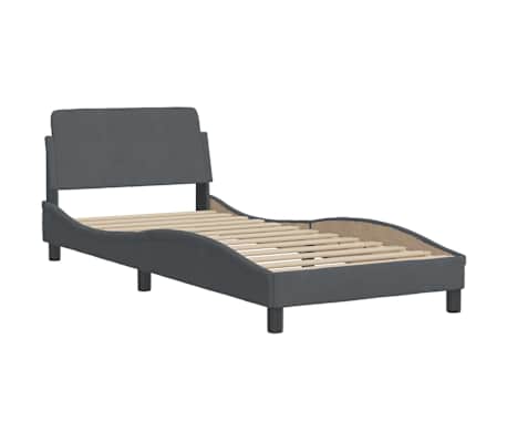 vidaXL Bed Frame "Dover" Dark Grey 90x190 cm Single Velvet