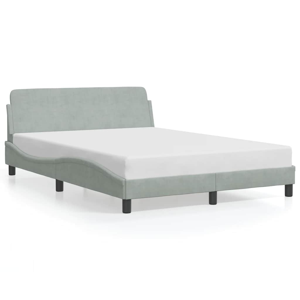 vidaXL Cadru de pat Dover gri deschis 135x190 cm catifea