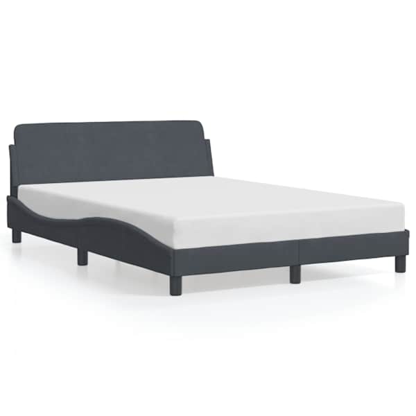 vidaXL voodiraam Dover, tumehall, 135 x 190 cm, samet