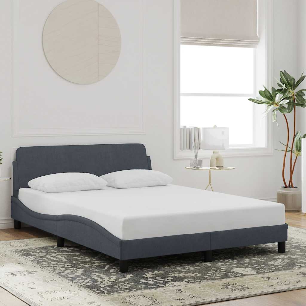 vidaXL Cadru de pat Dover gri închis 135x190 cm catifea