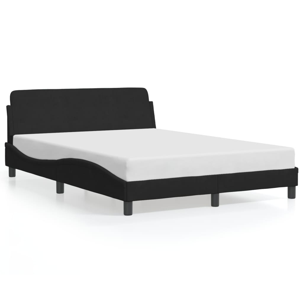 Bed Frame with Headboard Black 135x190 cm Double Velvet