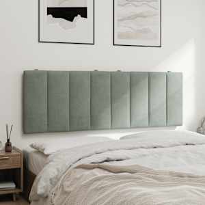 Polštář na čelo postele Hanko světle šedý 120 cm samet - obrázek 4