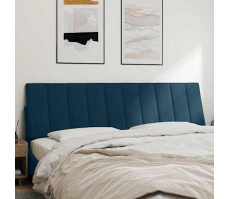 vidaXL Coussin de t&ecirc;te de lit Hanko bleu 180 cm velours