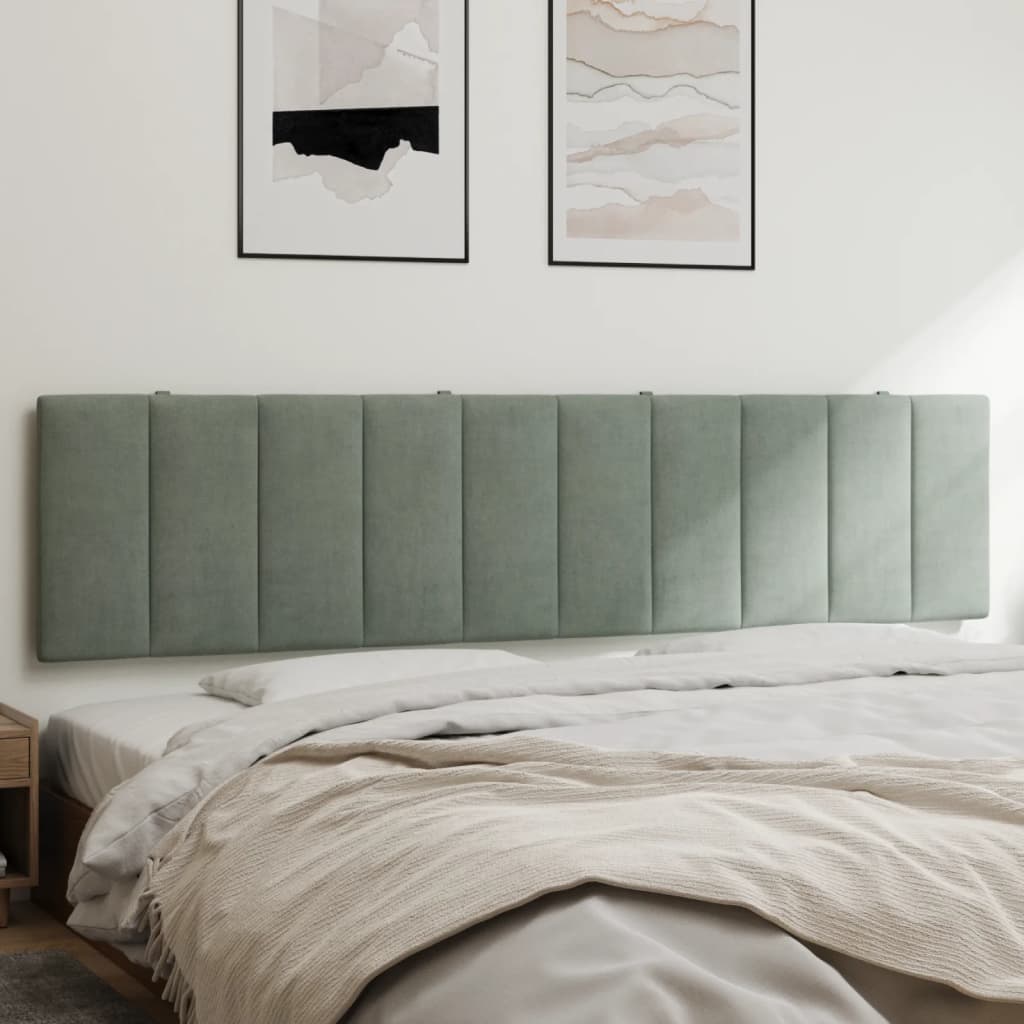 Headboard Cushion Light Grey Velvet, Foam 76 in Removable Covers