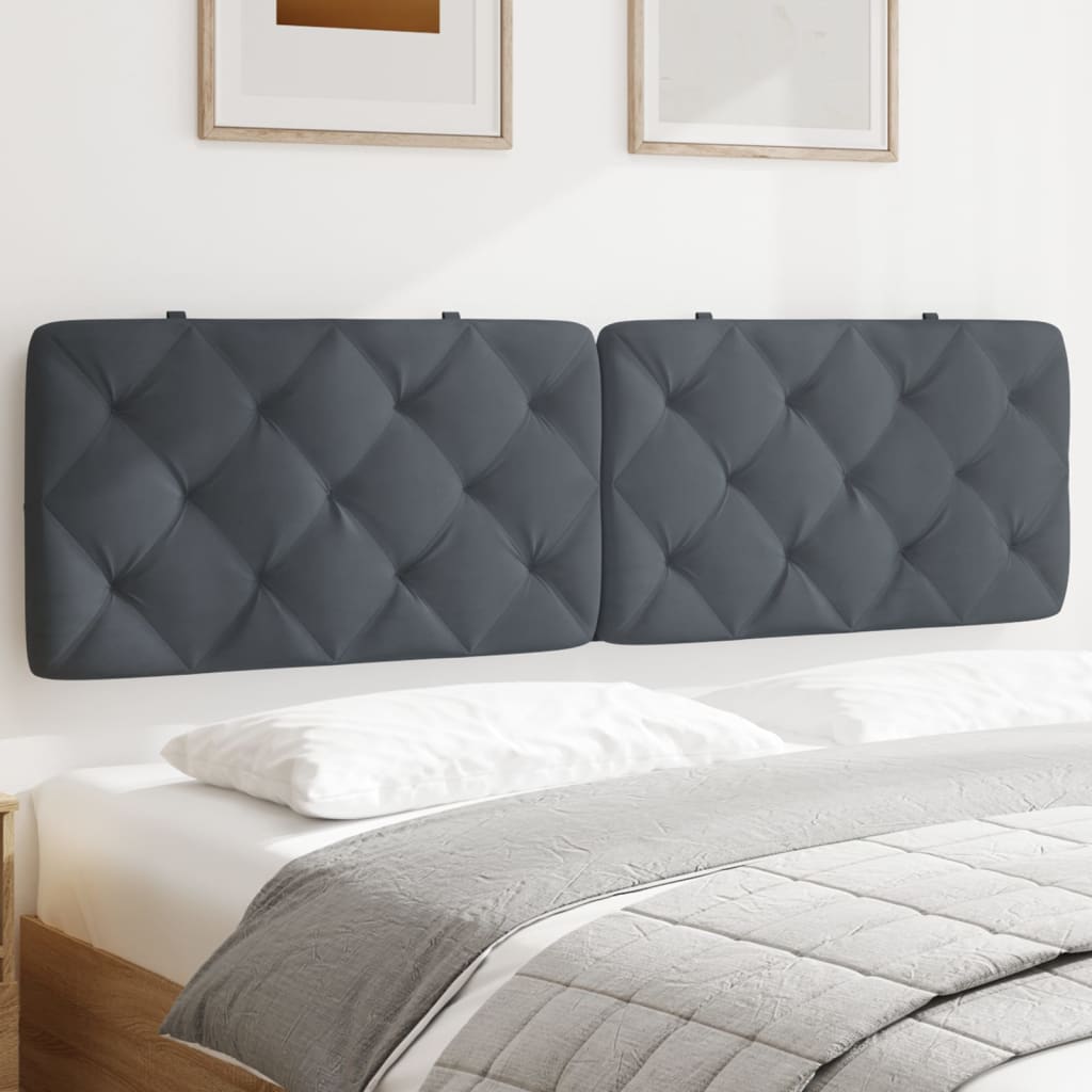 Headboard Cushion Dark Grey Velvet, Foam King Removable Covers