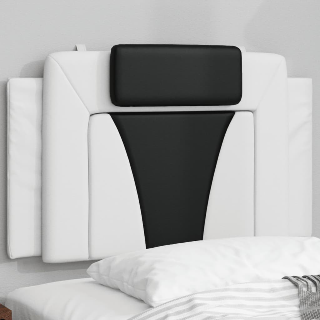 vidaXL Pernă pentru tăblie pat, alb și negru, 90 cm, piele artificială