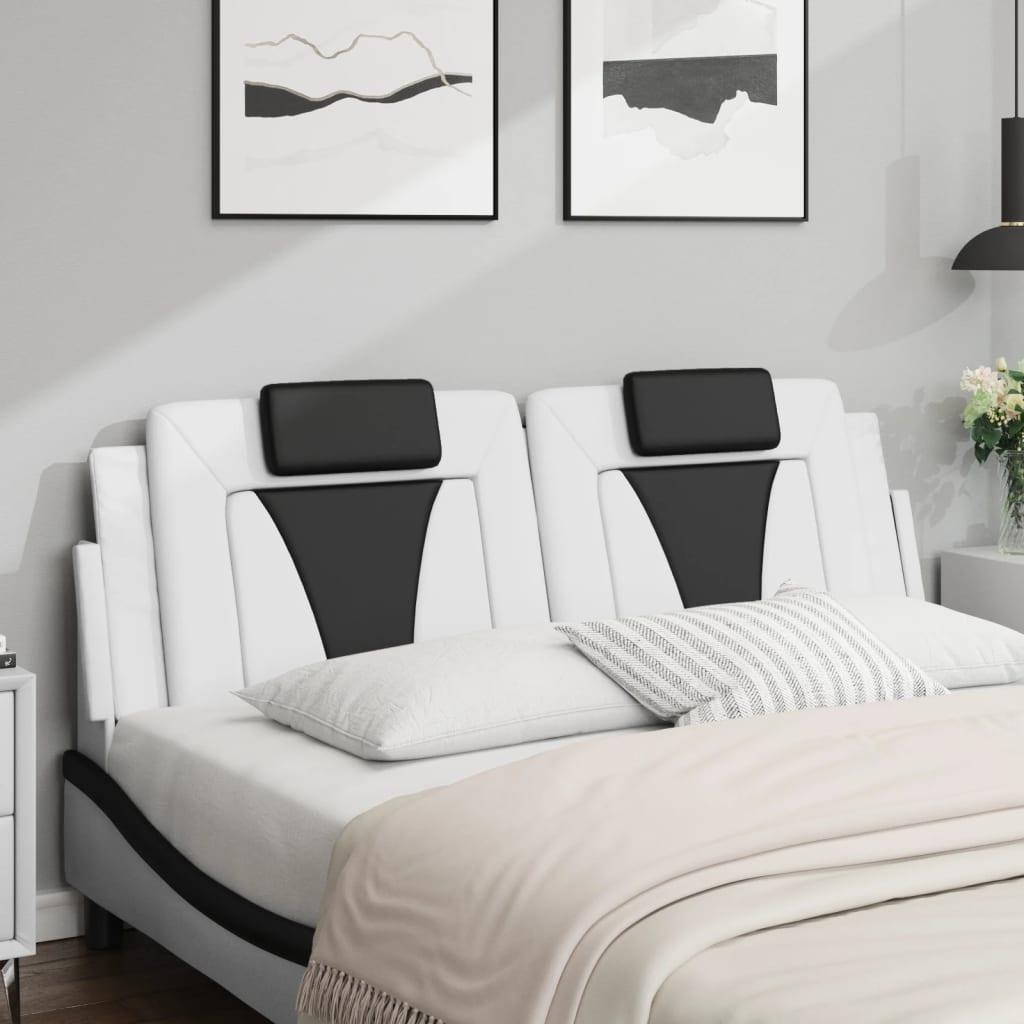vidaXL Hoofdbordkussen 160 cm kunstleer wit en zwart afbeelding