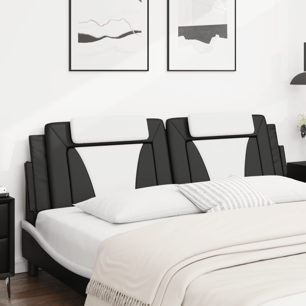 vidaXL Hoofdbordkussen 180 cm kunstleer zwart en wit afbeelding