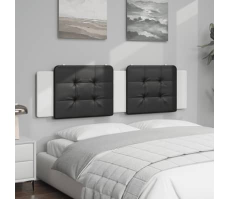 vidaXL Coussin de t&ecirc;te de lit Zadar noir et blanc 180 cm similicuir