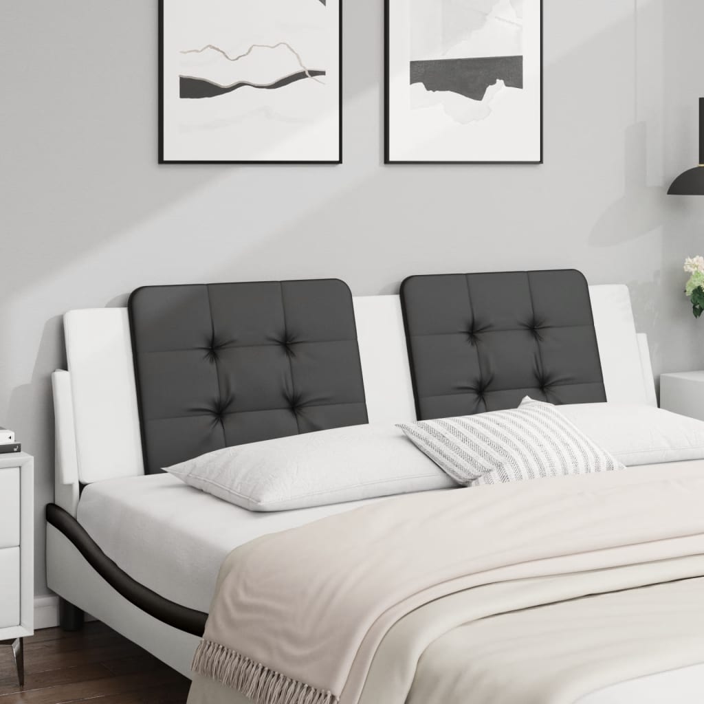vidaXL Pernă pentru tăblie pat, negru și alb, 180cm, piele artificială
