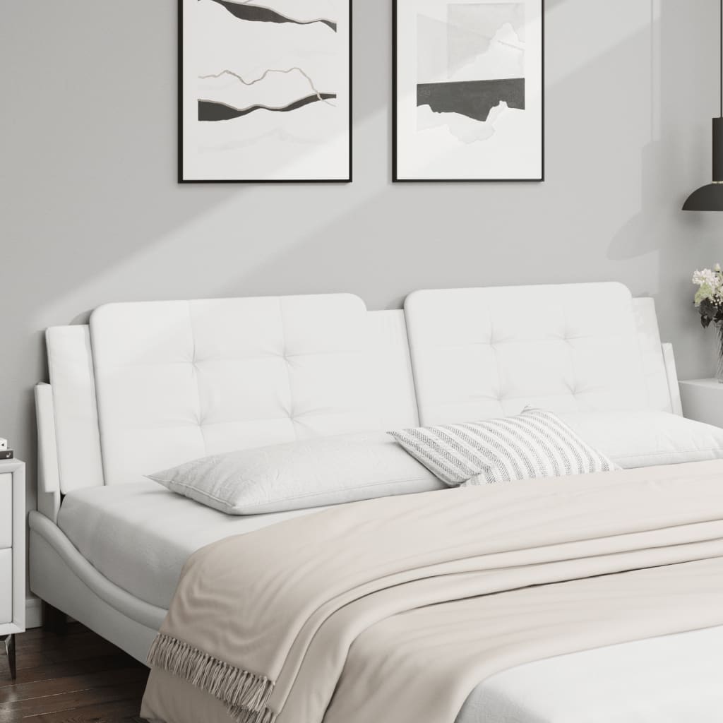 vidaXL Pernă pentru tăblie pat, Zadar, alb, 200 cm, piele artificială