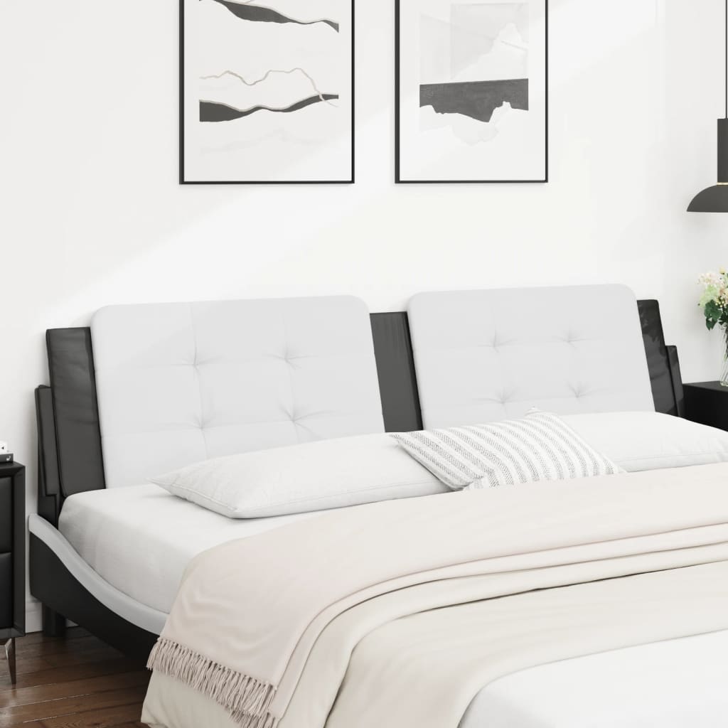 Headboard Cushion White and Black Faux leather, Foam 76.0 in