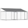 vidaXL koeraaedik, katuse ja uksega, hall, 4x2x2 m, tsingitud teras