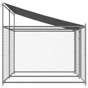 Klec pro psy se střechou a dvířky šedá 4x2x2 m pozinkovaná ocel - obrázek 5