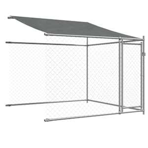 Klec pro psy se střechou a dvířky šedá 4x2x2 m pozinkovaná ocel - obrázek 8