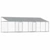 vidaXL koeraaedik, katuse ja uksega, hall, 6x2x2 m, tsingitud teras