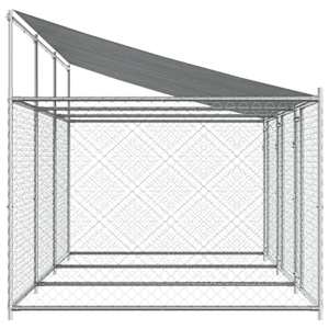 Klec pro psy se střechou a dvířky šedá 6x2x2 m pozinkovaná ocel - obrázek 5