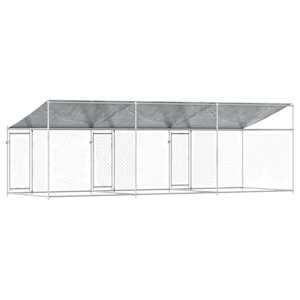 Klec pro psy se střechou a dvířky šedá 6x2x2 m pozinkovaná ocel - obrázek 6