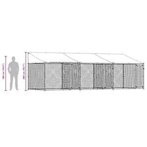 Klec pro psy se střechou a dvířky šedá 6x2x2 m pozinkovaná ocel - obrázek 10