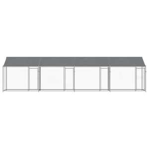 Klec pro psy se střechou a dvířky šedá 8x2x2 m pozinkovaná ocel - obrázek 4