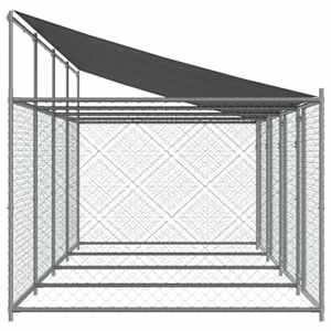 Klec pro psy se střechou a dvířky šedá 8x2x2 m pozinkovaná ocel - obrázek 5