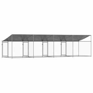 Klec pro psy se střechou a dvířky šedá 8x2x2 m pozinkovaná ocel - obrázek 6
