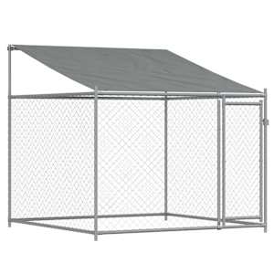 Klec pro psy se střechou a dvířky šedá 8x2x2 m pozinkovaná ocel - obrázek 7